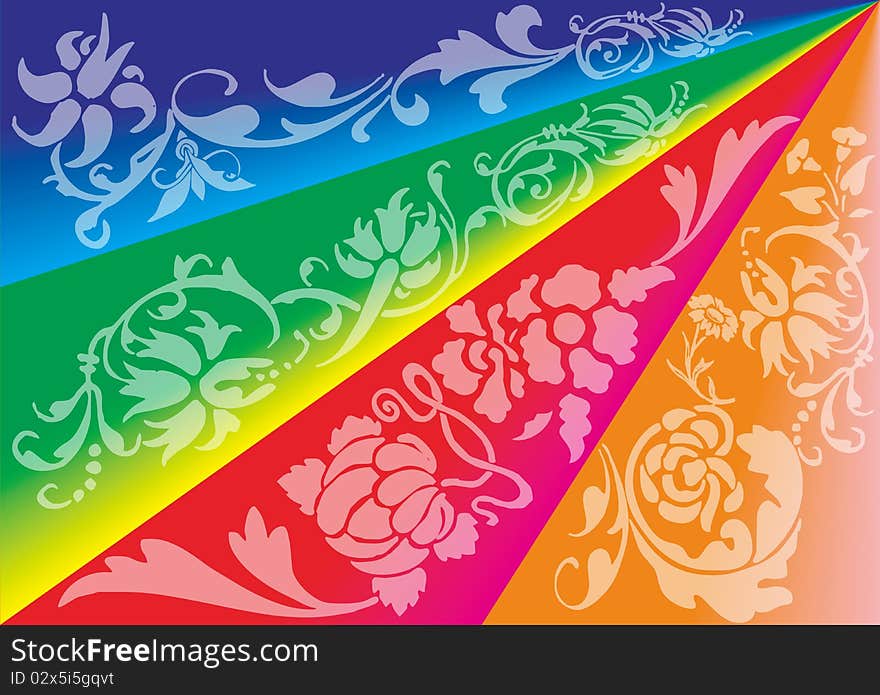 Illustration background motif of four colors with flower pattern. Illustration background motif of four colors with flower pattern