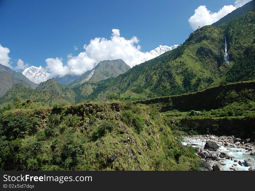 The around Annapurna trek in Nepal. The around Annapurna trek in Nepal