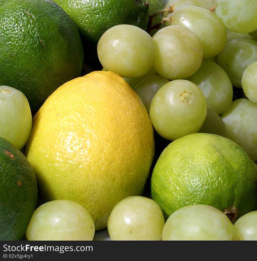 A set of different healthy and tasty fruits