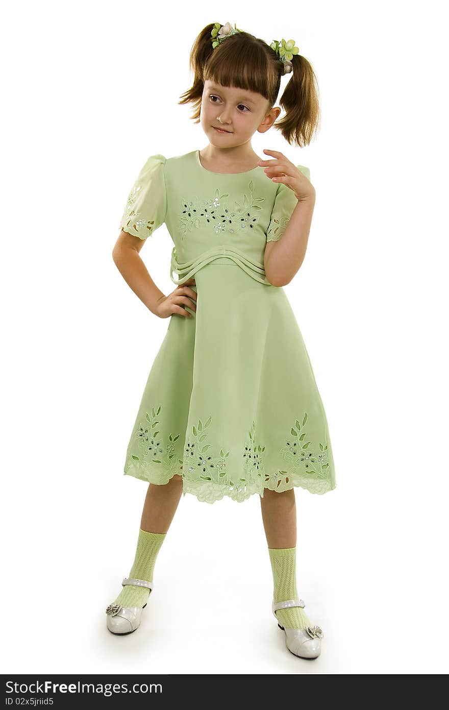 Little girl to the Full Length Gesturing on a white background. Little girl to the Full Length Gesturing on a white background.