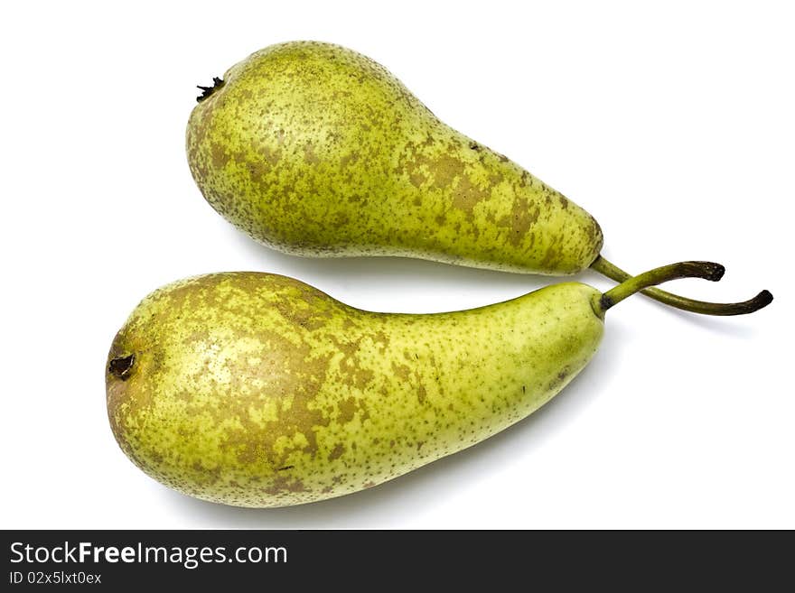 Green pears isolated on white background