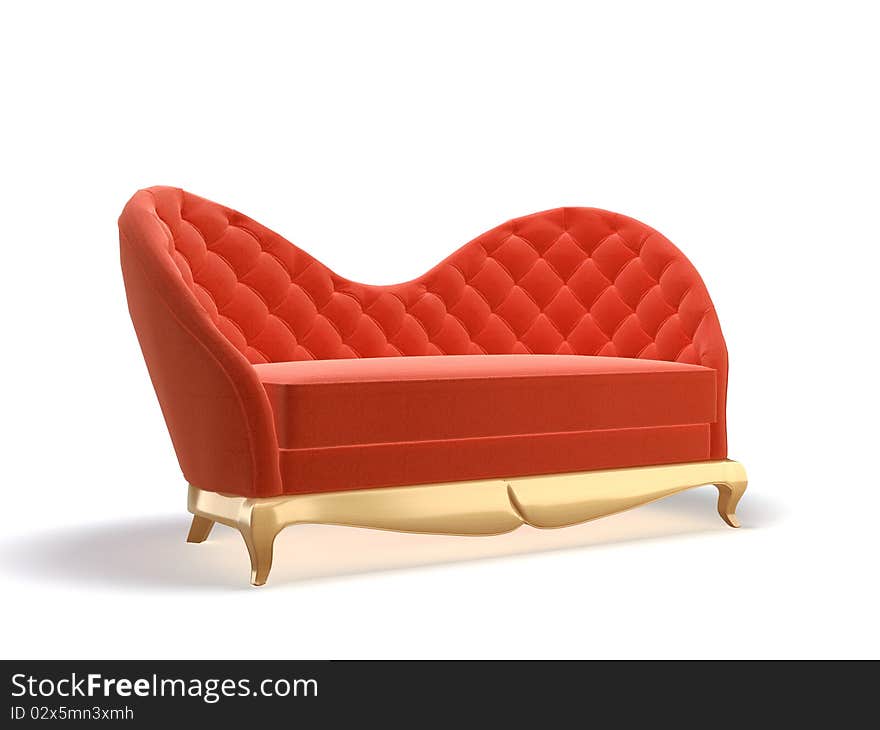 Red 3d sofa isolated on the white background. Red 3d sofa isolated on the white background