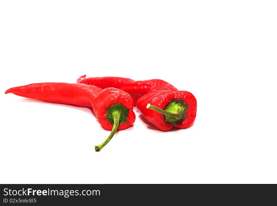 Photo of the red peppers on white background