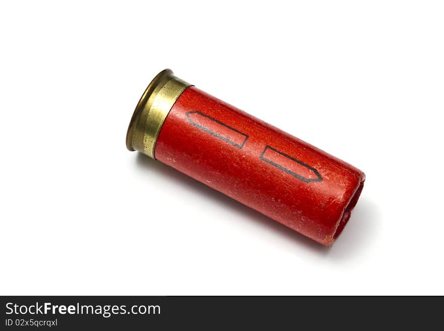 Shotgun bullet isolated on white