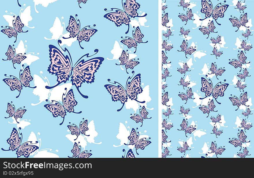 Seamless background with butterflies for design. No gradient