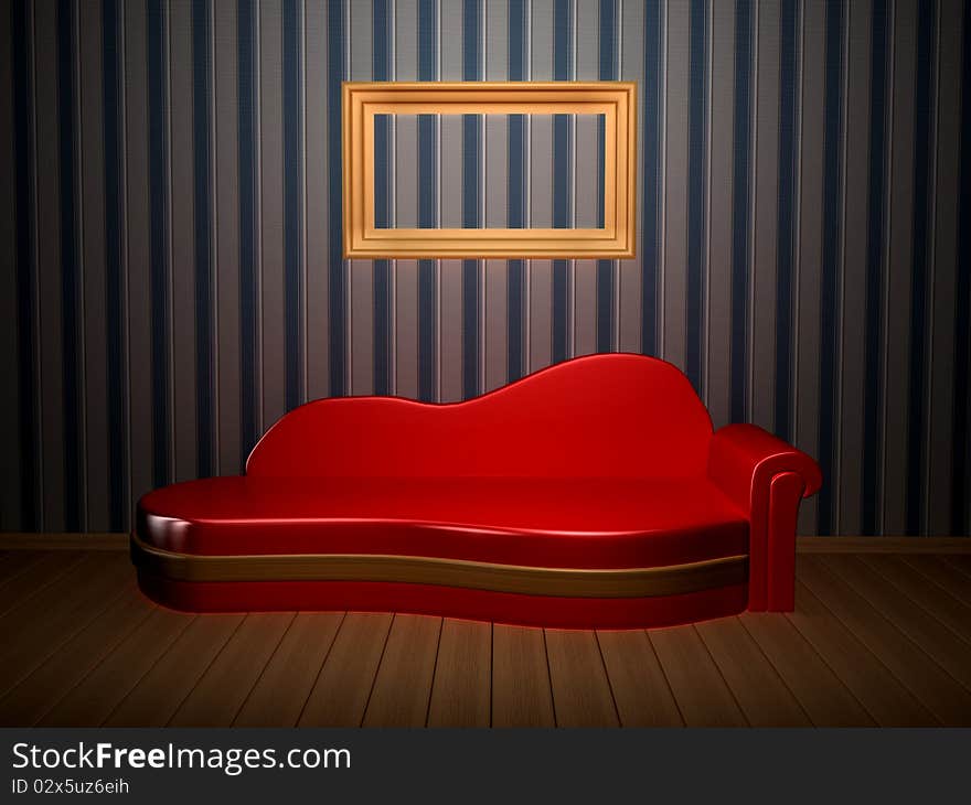 Room with picture. 3d rendered image