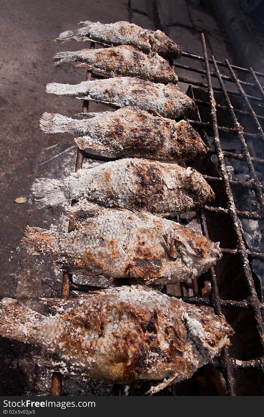 Grilled fish is tilapia in Thailand. Grilled fish is tilapia in Thailand.