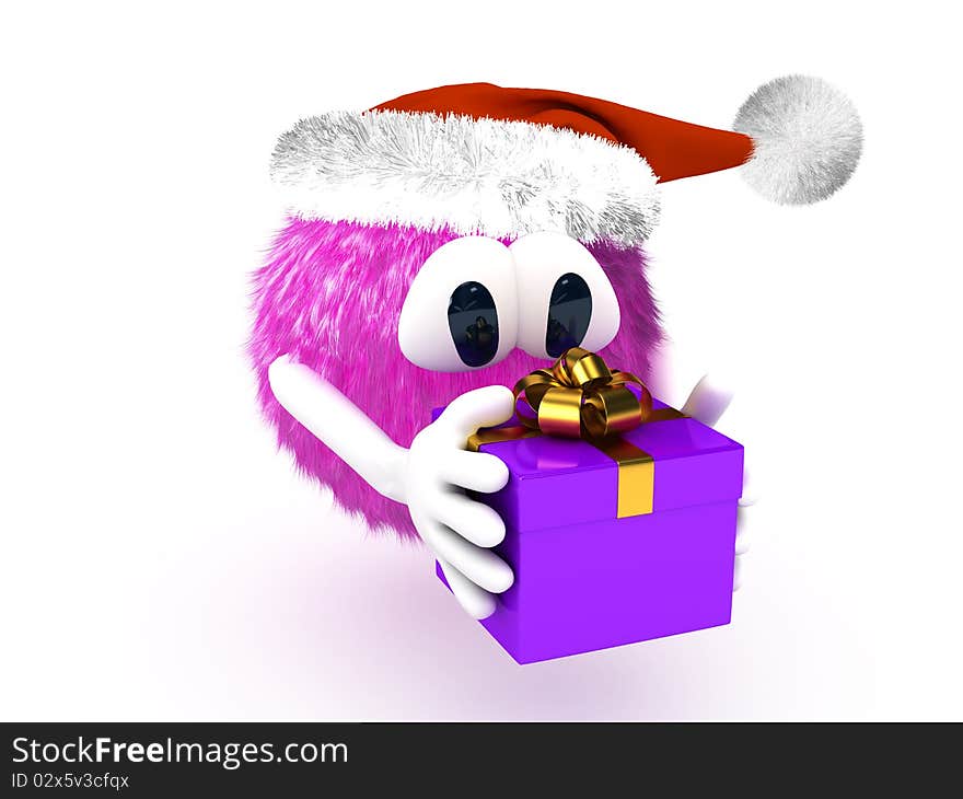 Cartoon Character With Present