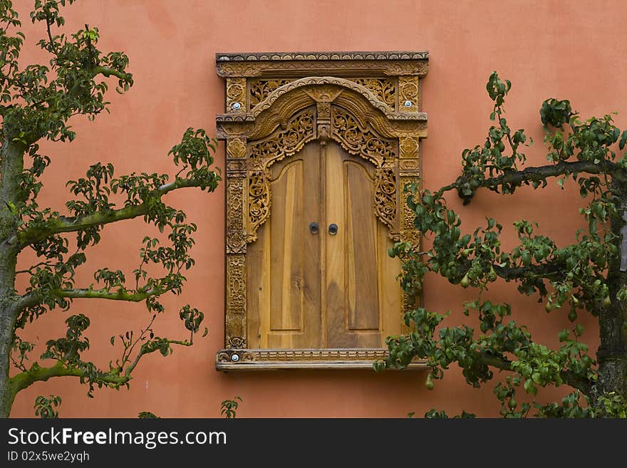 Wooden window in asian style