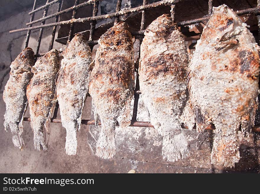 Grilled fish is tilapia in Thailand. Grilled fish is tilapia in Thailand.