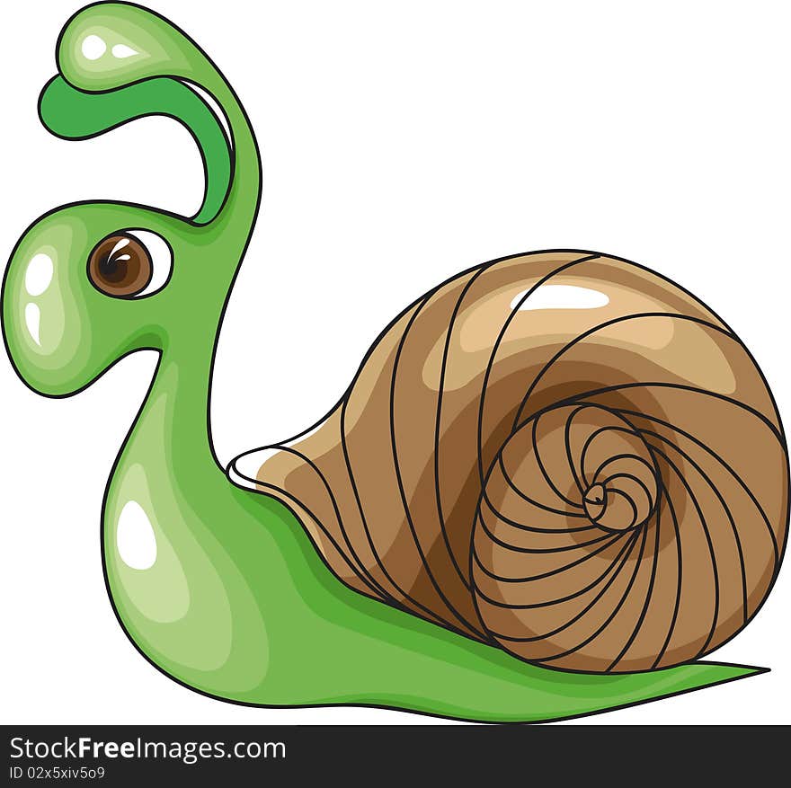 Green Snail. Illustration for design. No gradient.