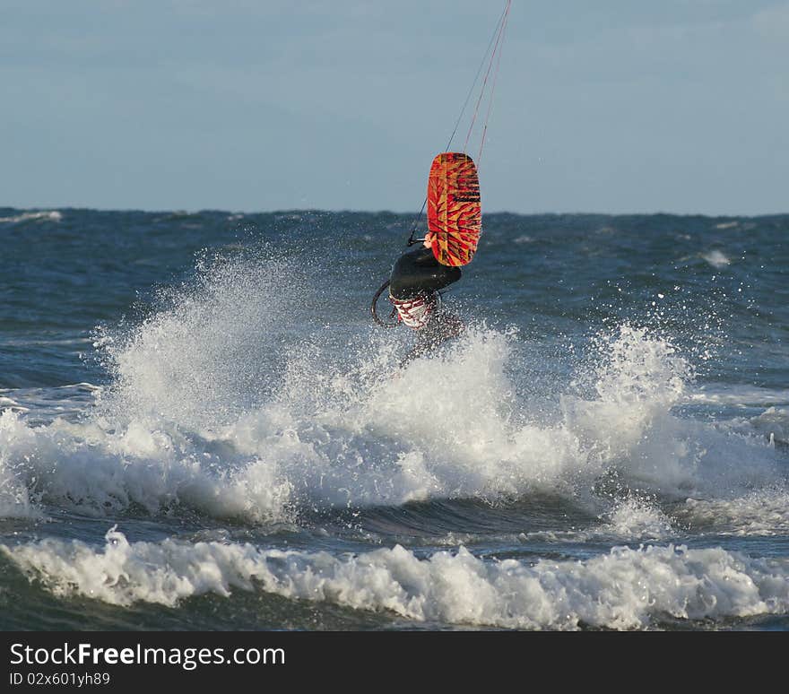 Kitesurfer in the North sea