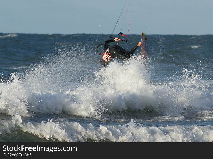 Kitesurfer in the North sea