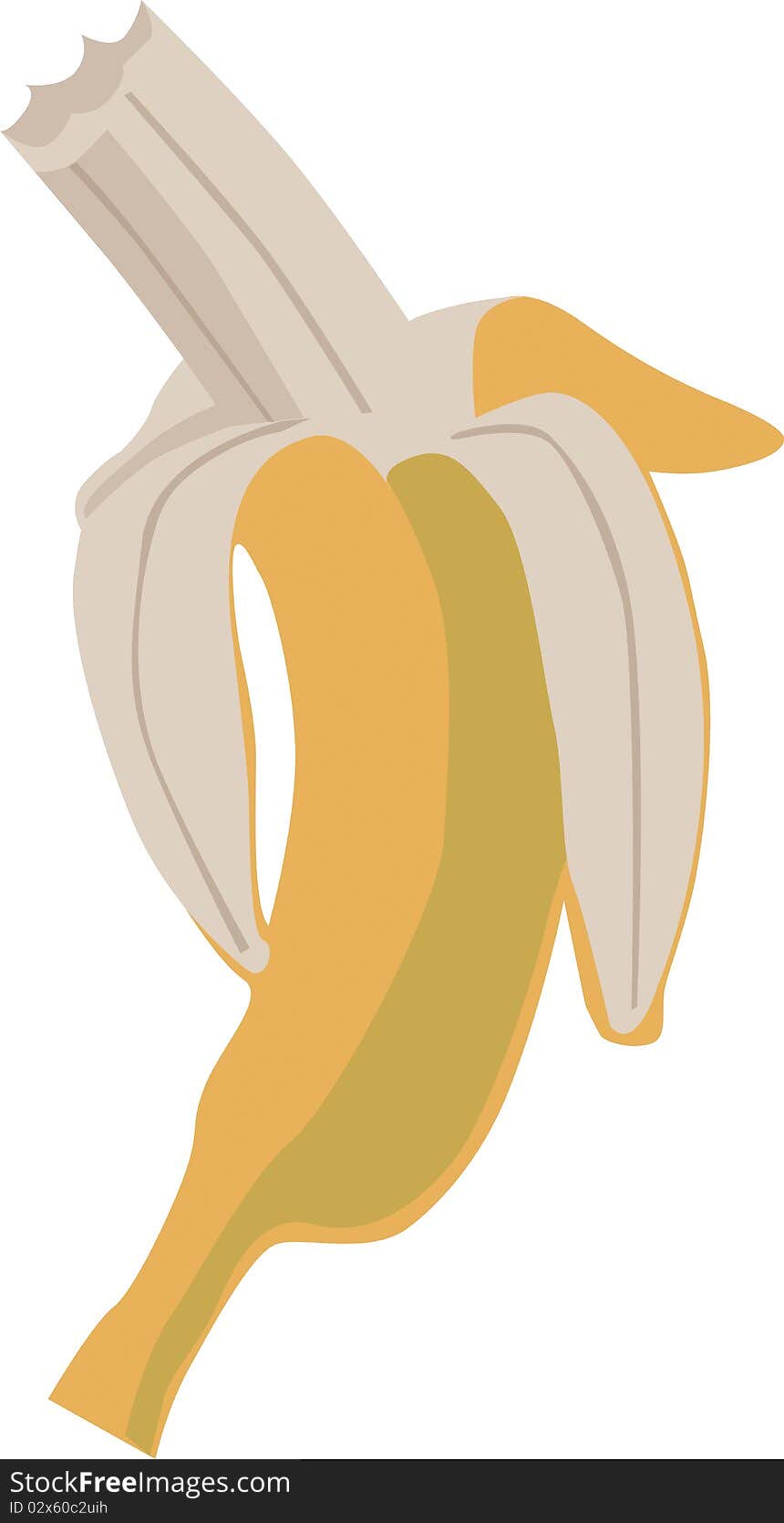 Isolated eated banana illustration.