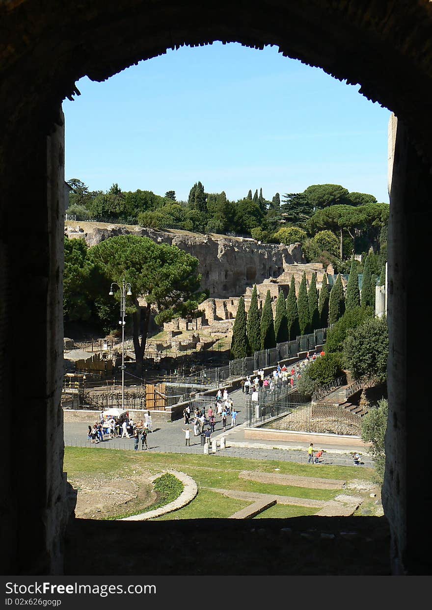 Rome - view of antique ruins from Colosseum. Rome - view of antique ruins from Colosseum