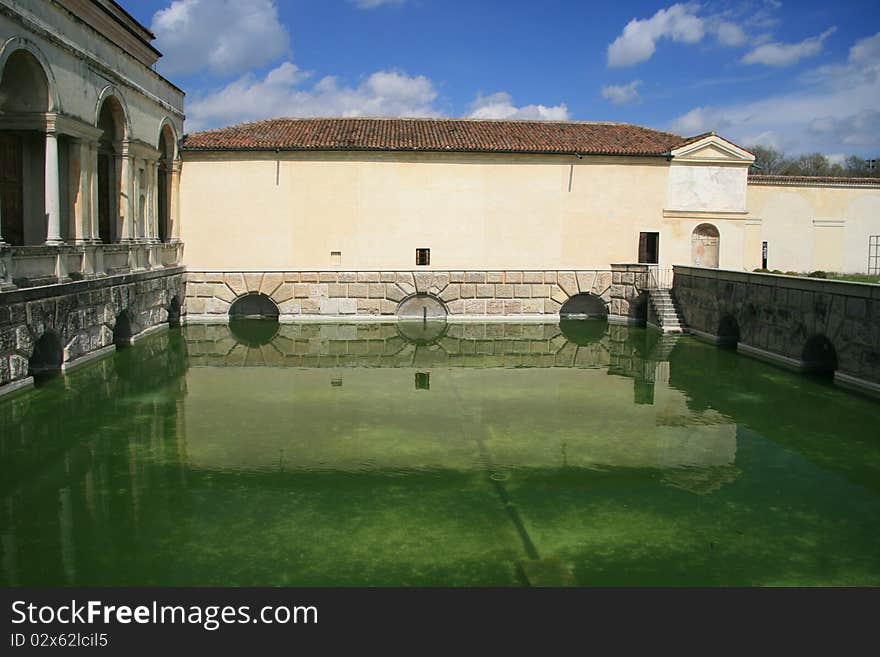 Ancient italian villa in mantova with water pond. Ancient italian villa in mantova with water pond