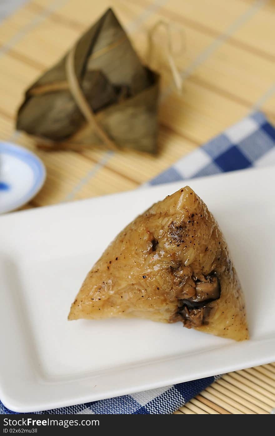 Chinese Dumpling On White Plate