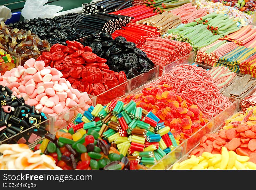 Many colorful candies