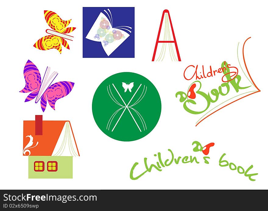 Several elements for brands of children's publishing. Several elements for brands of children's publishing