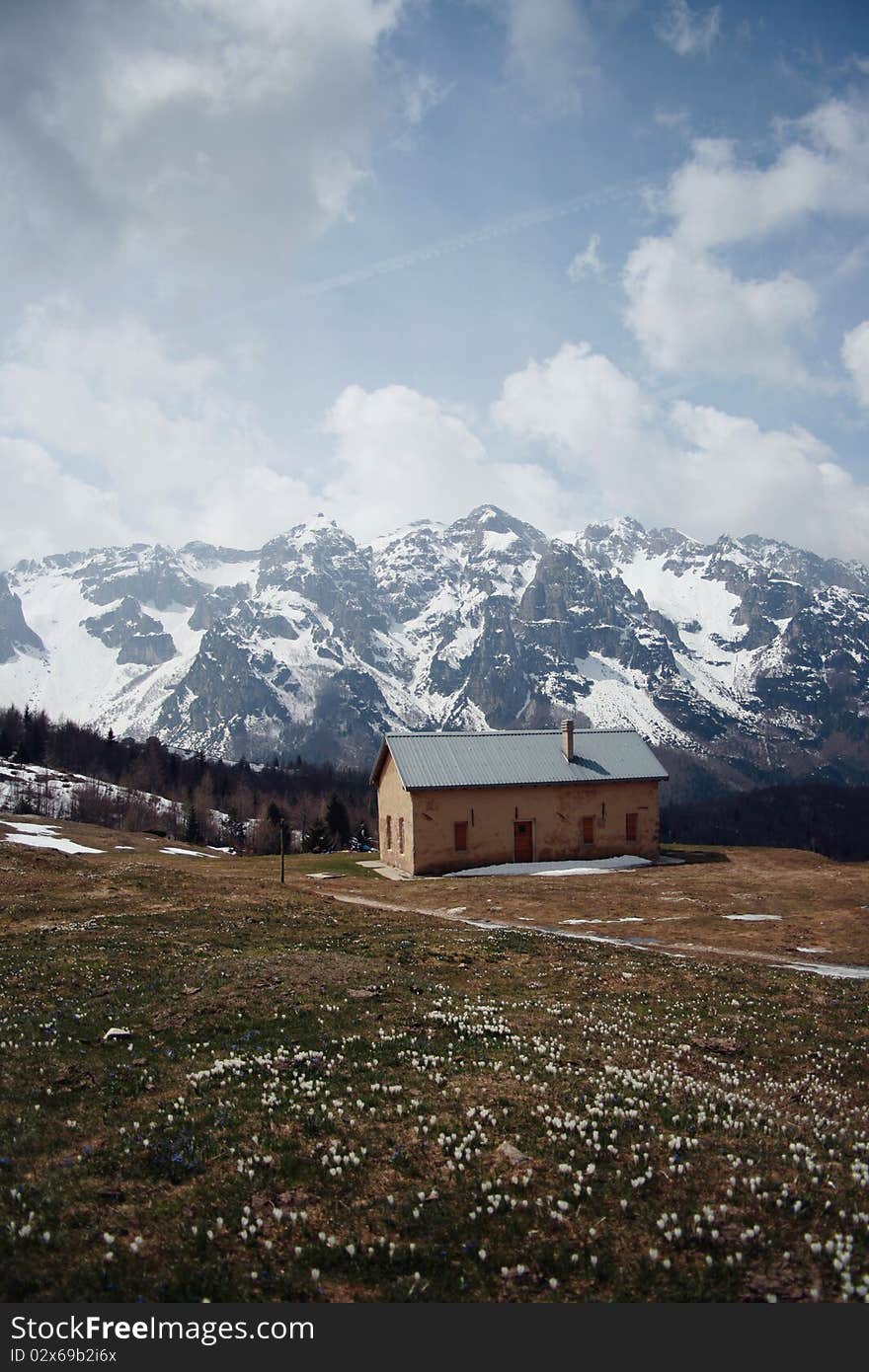 A mountain stable in a wonderful landscape. A mountain stable in a wonderful landscape