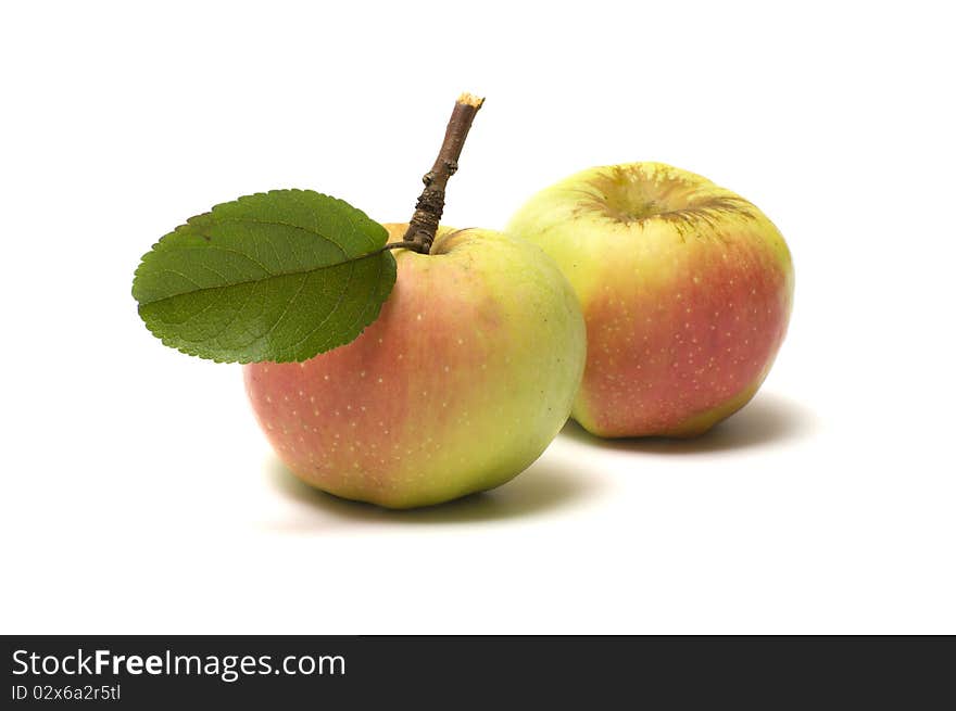 Two ripe apples isolated on a white background. Two ripe apples isolated on a white background.