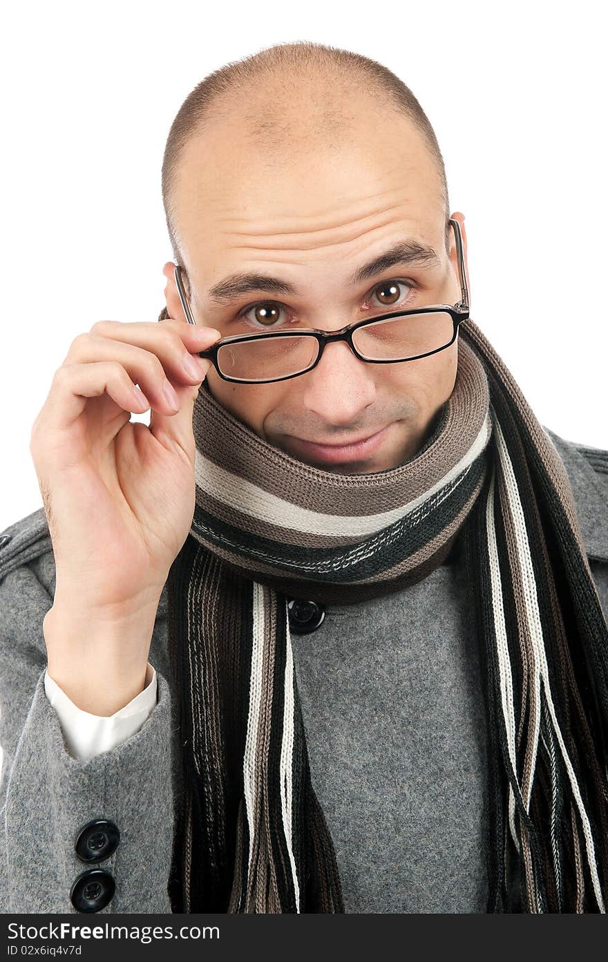 Attractive male wearing a coat and scarf