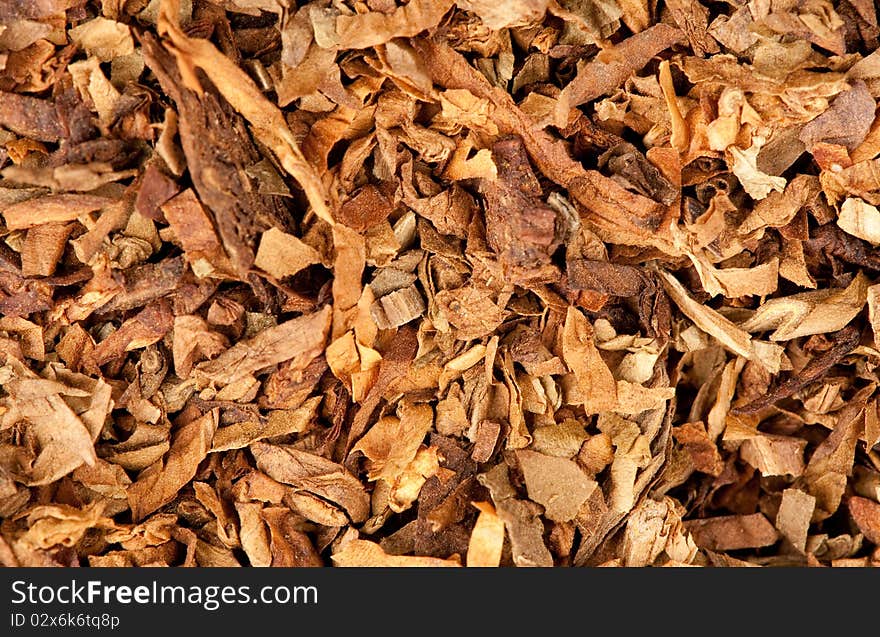 Cut dried leaves of tobacco