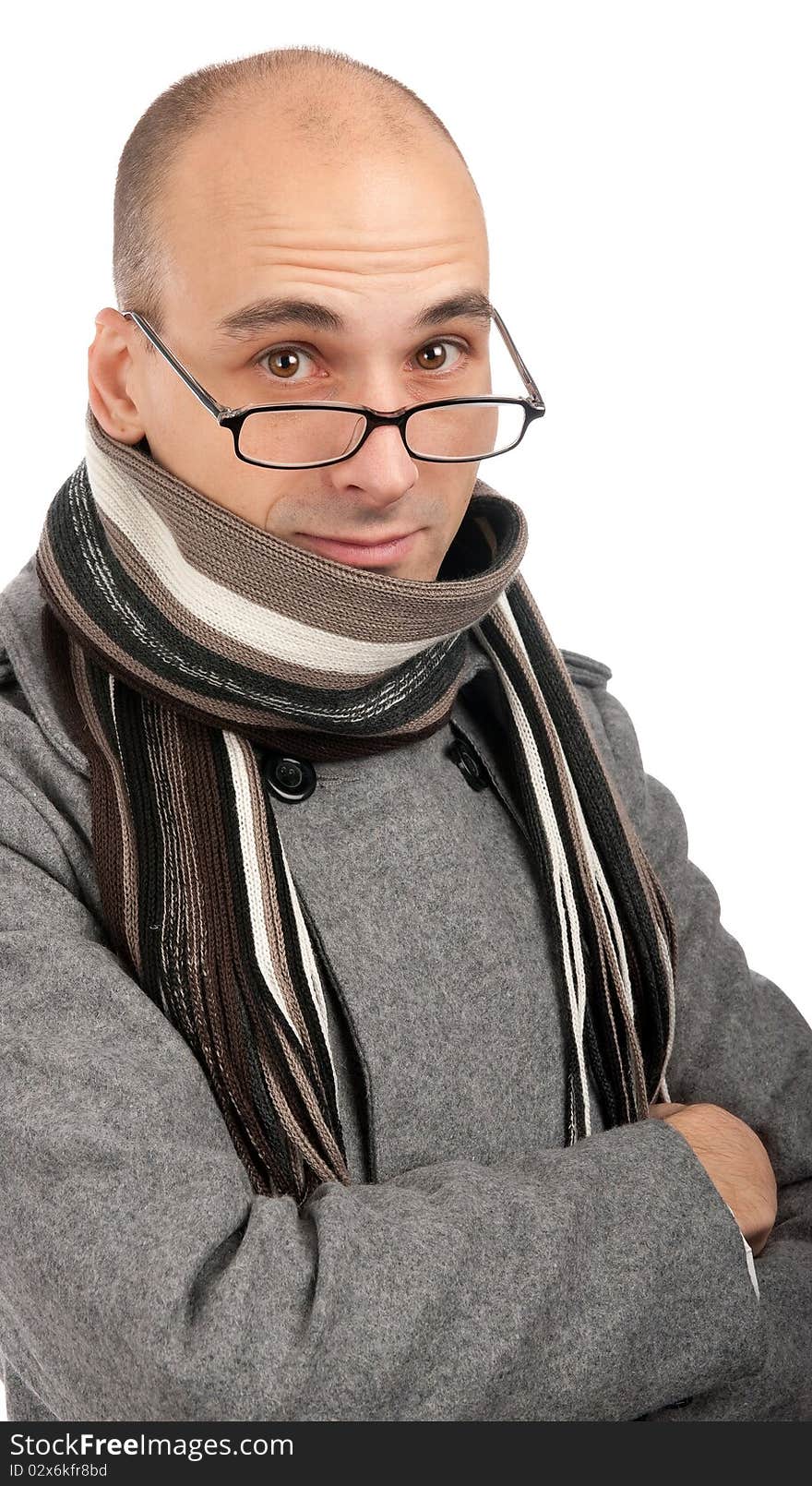 Attractive male wearing a coat and scarf