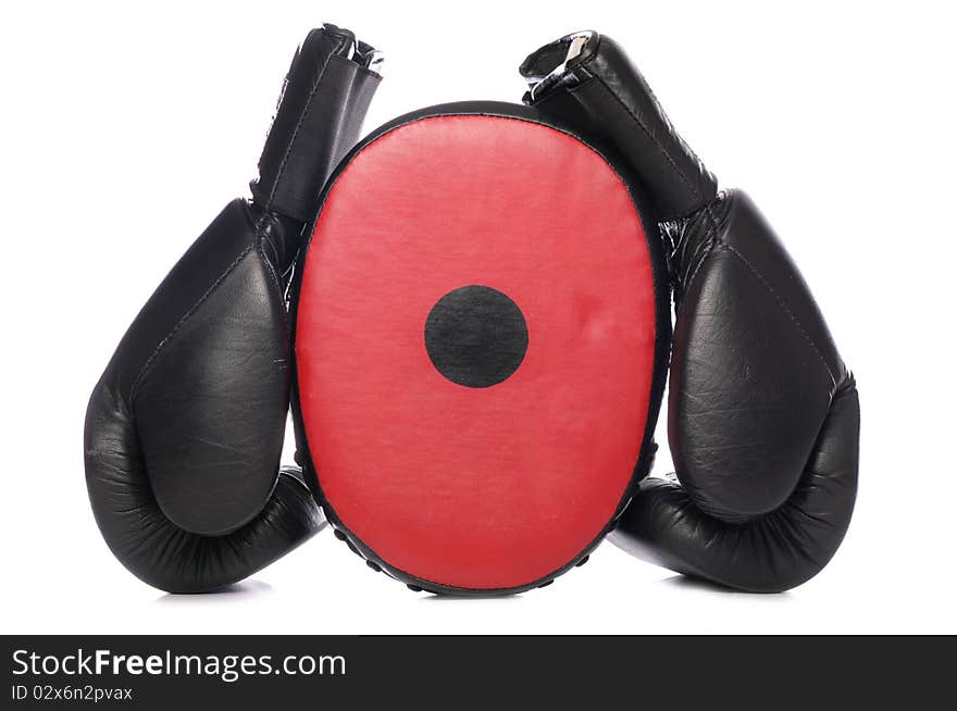 Boxing gloves and pad studio cutout