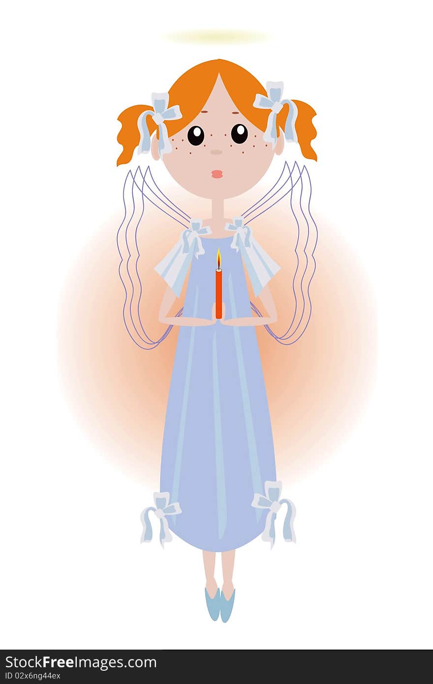 Girl angel in the blue dress at the white background. Girl angel in the blue dress at the white background..