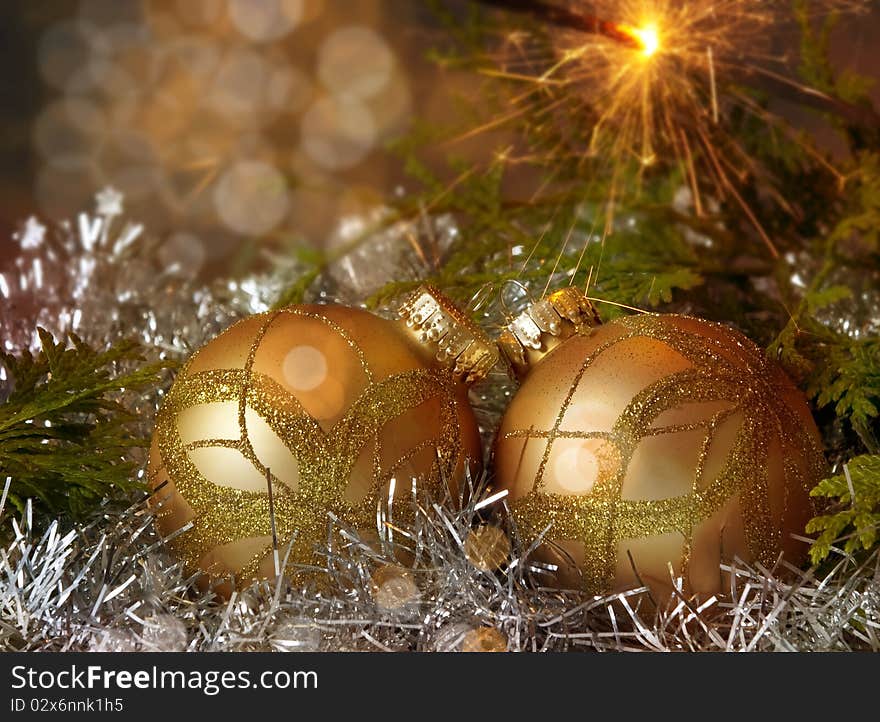 Christmas decoration with golden balls