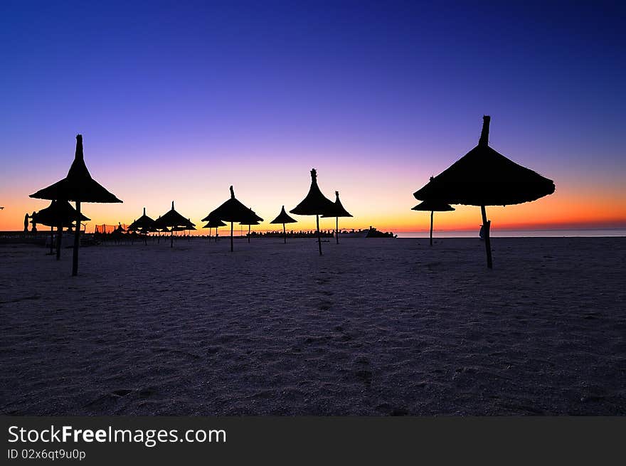 Magical sunrise on the beach