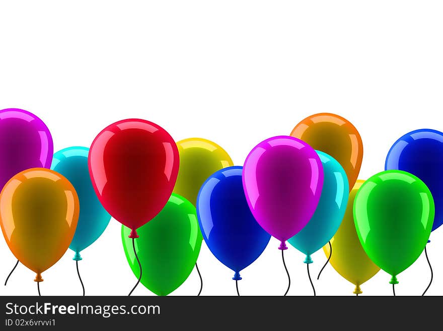 Colorful balloons isolated on white background - 3d render