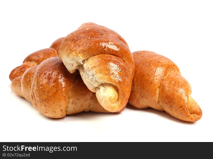 Close up three Bread on a white background