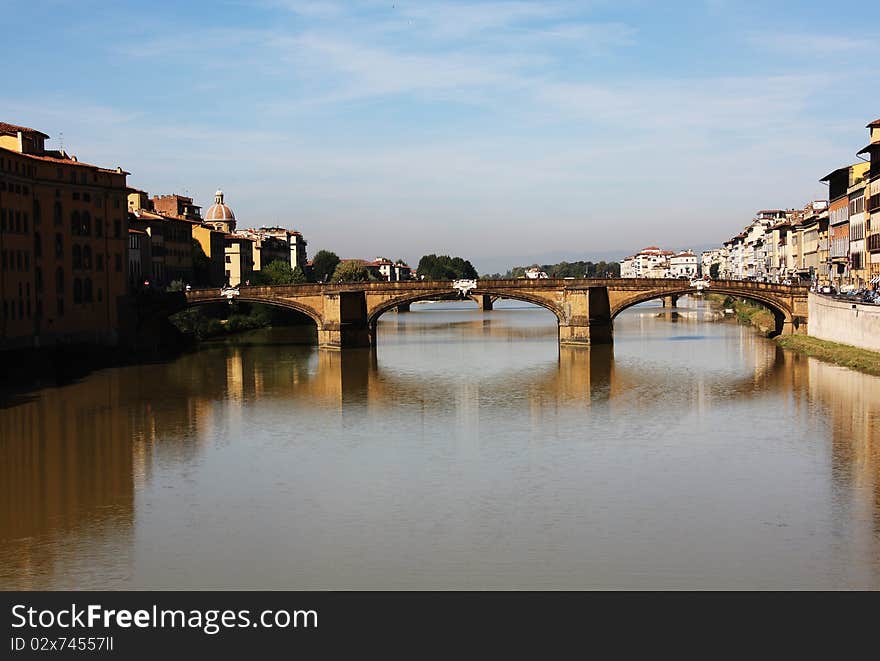 Bridge in florence with blue sky