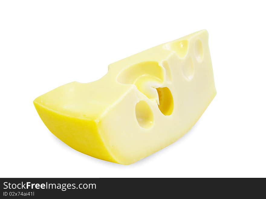 Piece of cheese isolated on white background