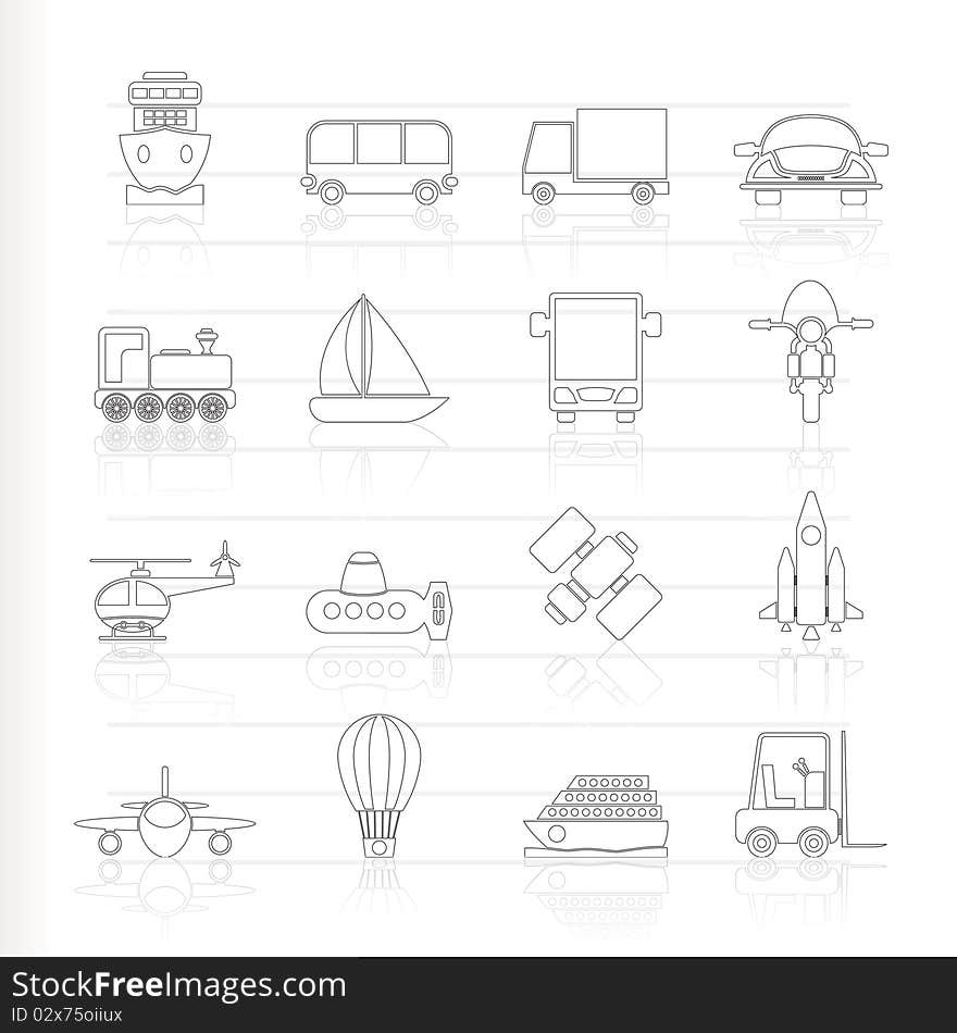 Transportation, Travel And Shipment Icons