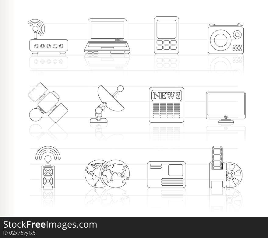 Business, technology communications icons - icon set. Business, technology communications icons - icon set