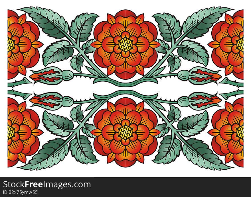 Vector illustration of Flower decoration design element