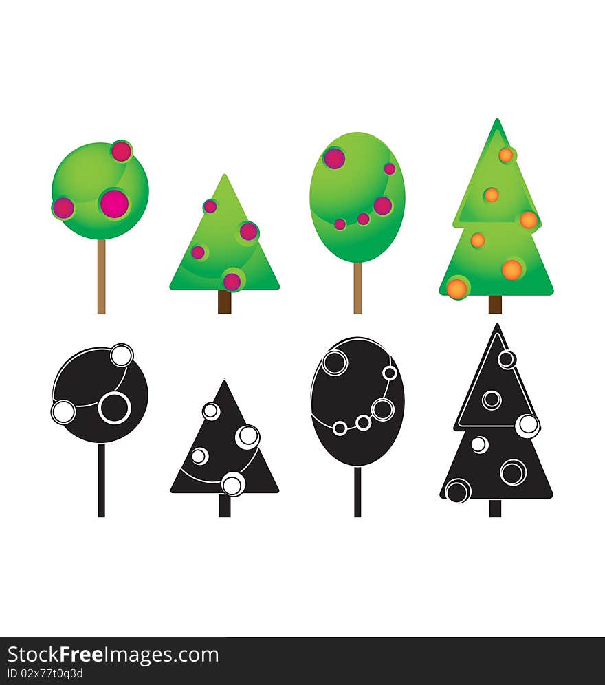 Set of christmas trees icons