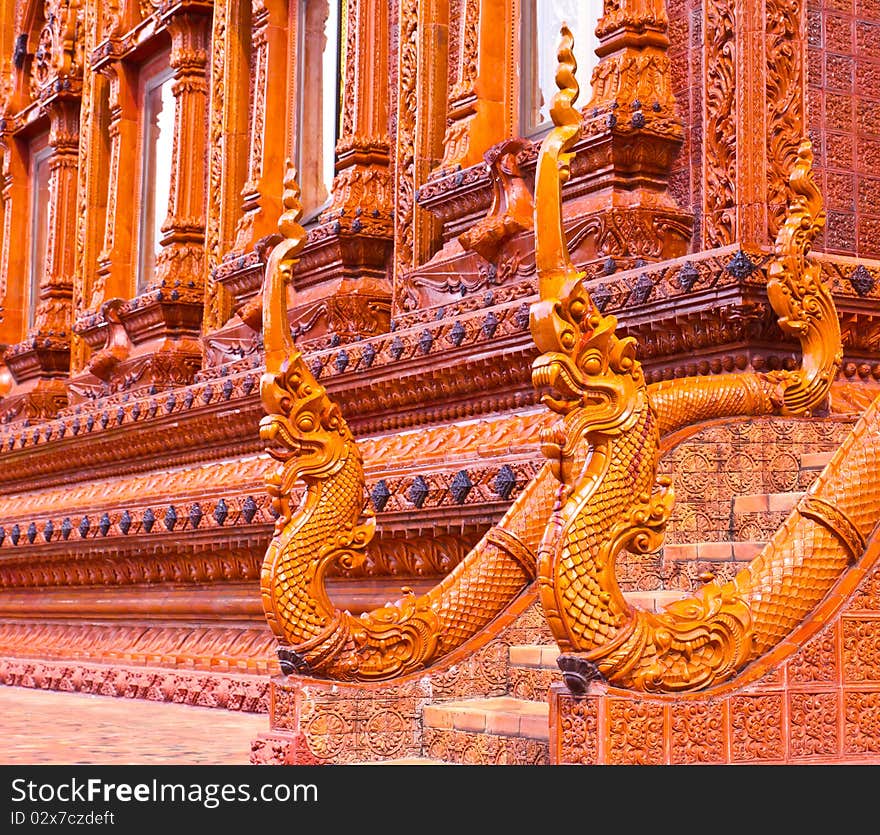 King of Nagas stair statue at Thai temple