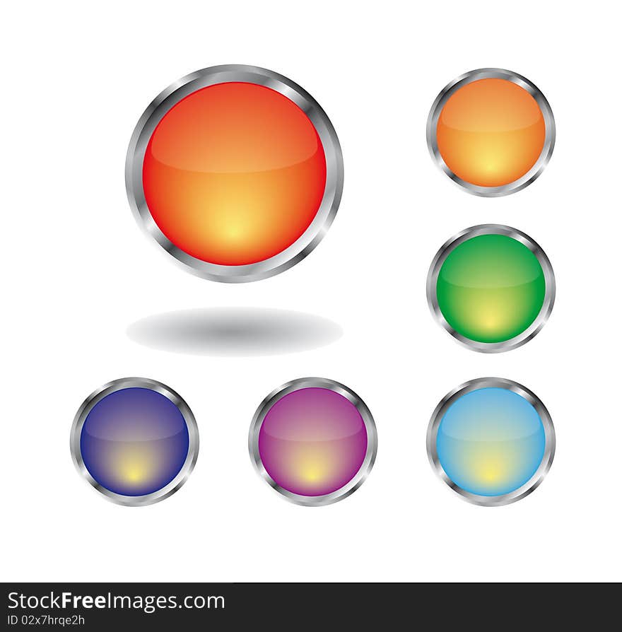 Collection of glossy buttons. Vector illustration.