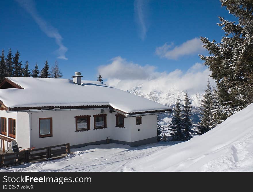 Restaurant in the mountains.Ski resort Schladming . Austria. Restaurant in the mountains.Ski resort Schladming . Austria