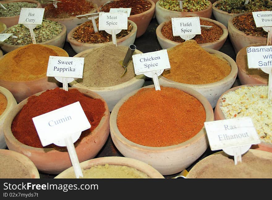 A lot of sorts spices on spice market