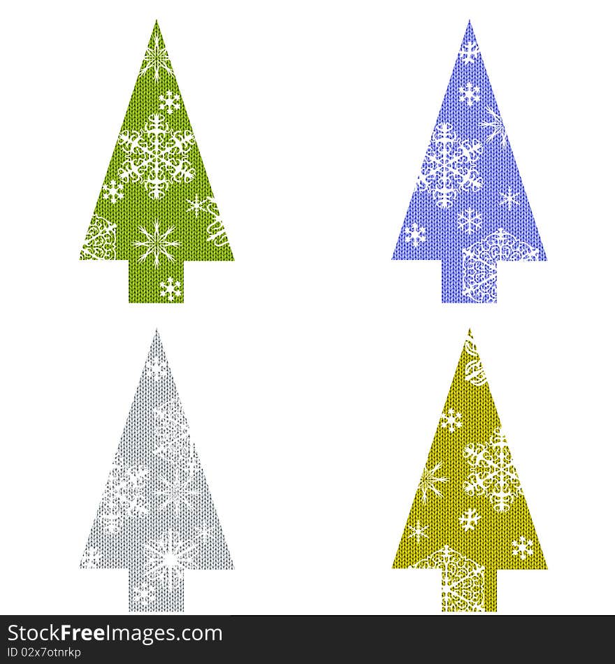 Christmas tree with snowflakes on white background