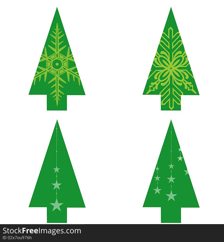 Christmas trees on white background