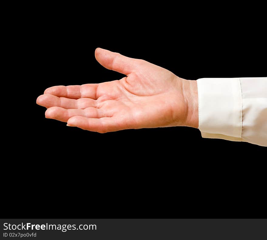 Woman's hand isolated on black background