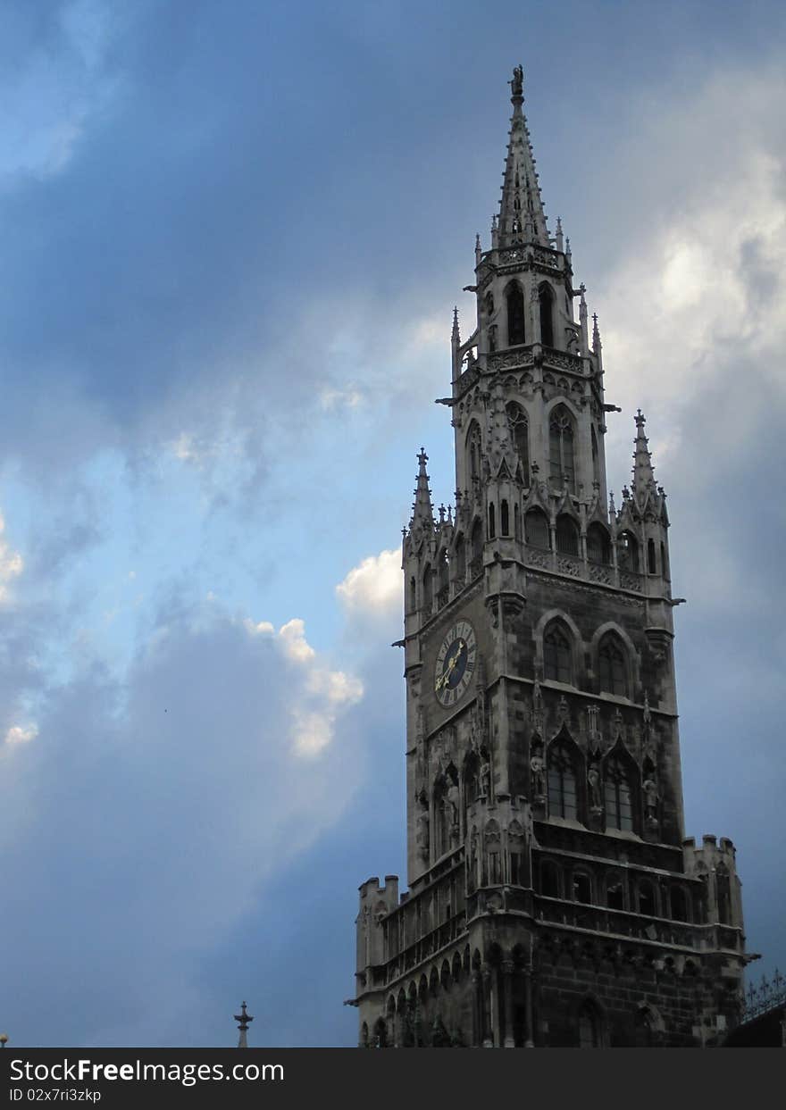 The main clock tower in Munich, Germany.