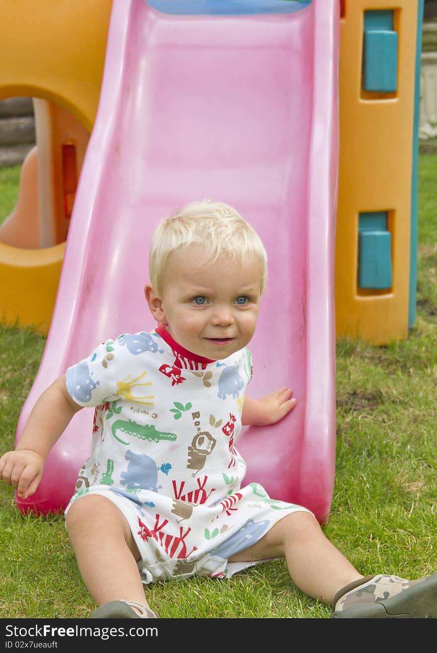 Toddler on slide