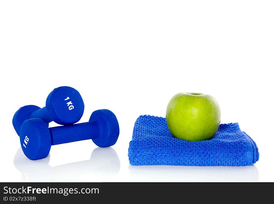 Blue weightlifting instruments